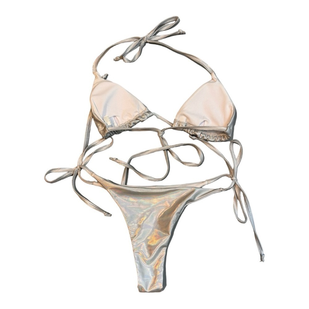 Triangle Top Metallic String Bikini NWT - Picture 3 of 5